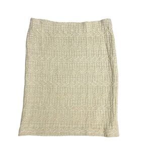 St. John Cream Tan Straight Pencil Mini Skirt Size 10 Made USA Knitted Stretch